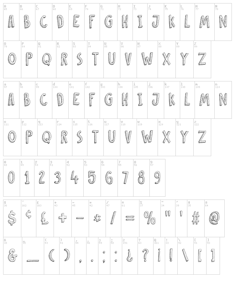 DK Cosmo Stitch font map